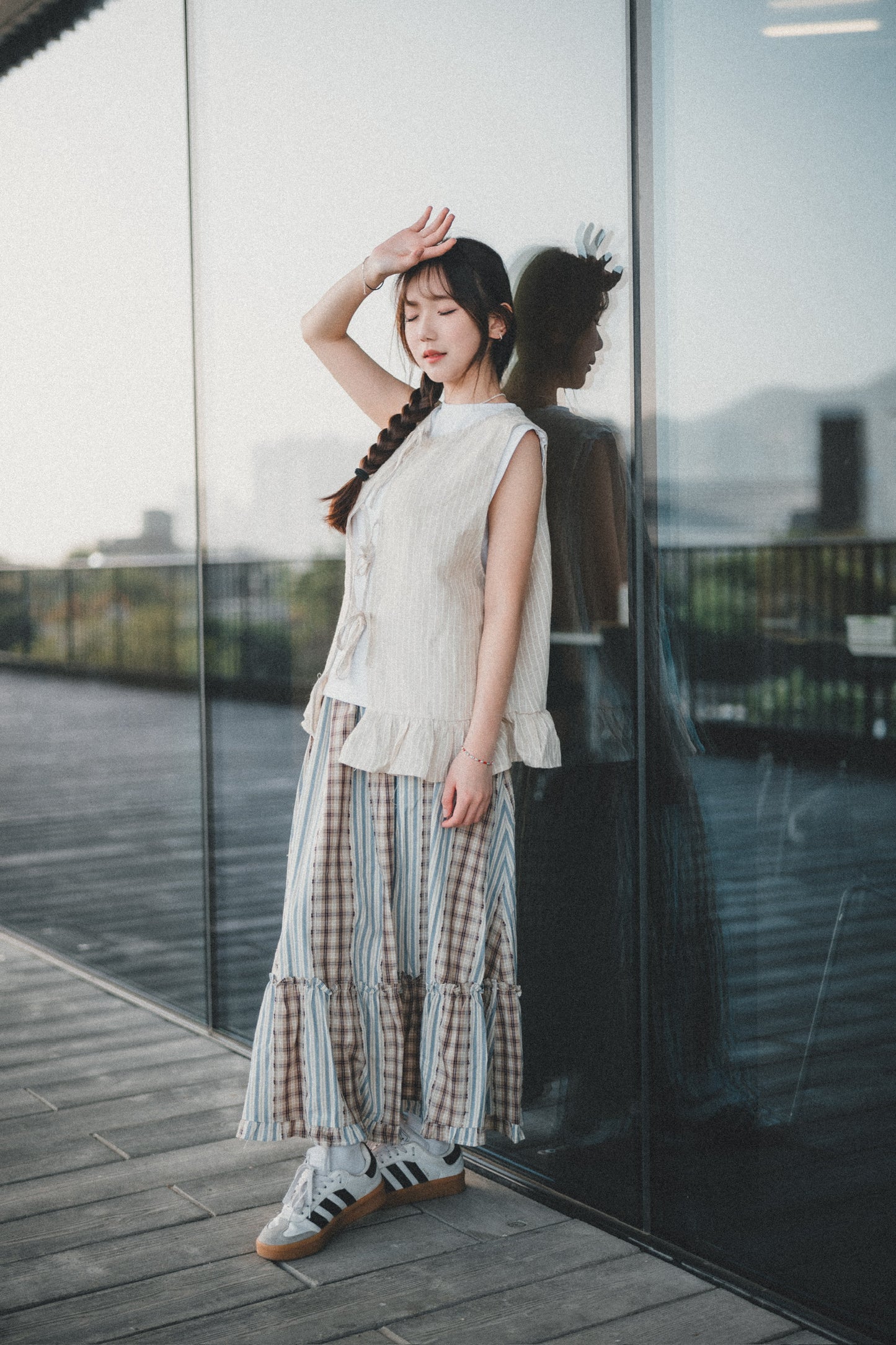 KR側褶邊棉質寬身背心｜5色入