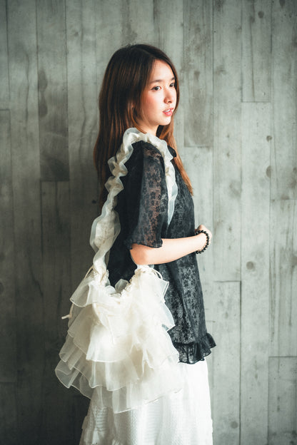 Fafa♪٩✿´ヮ`✿ 透膚oversized top｜2色入