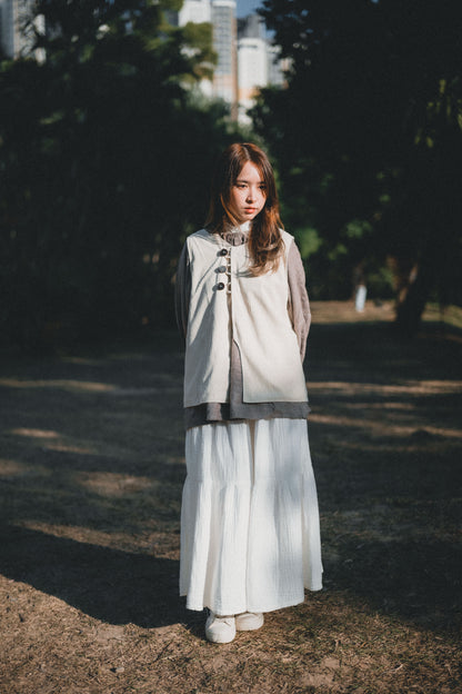 兩面穿QQ格仔鈕扣馬甲｜2色入