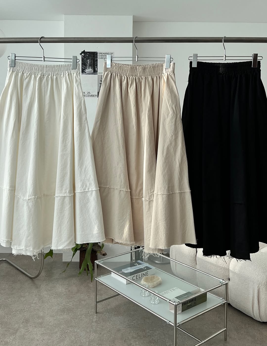 小破邊鬆緊腰棉麻半裙｜3色入