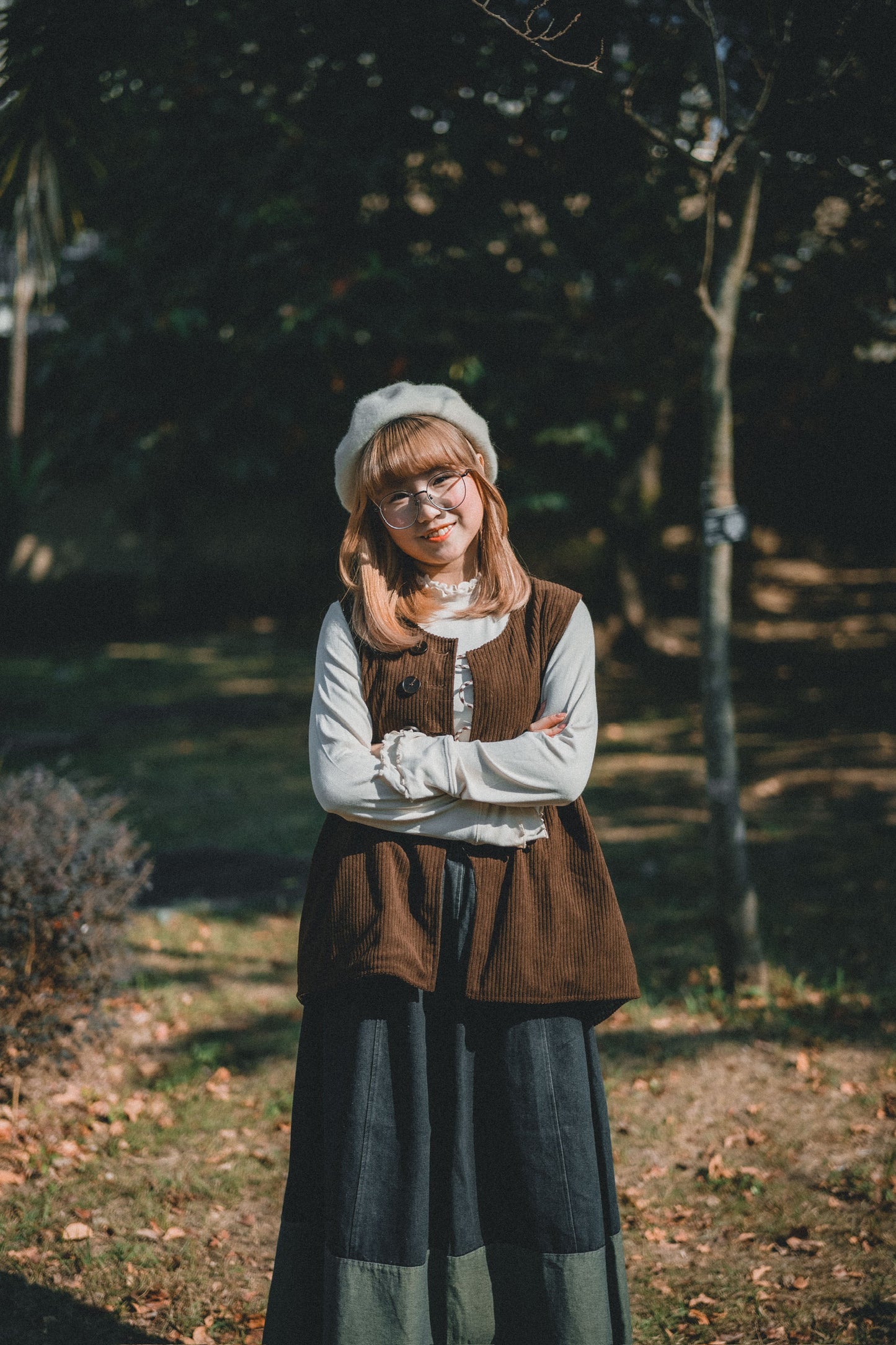 兩面穿QQ格仔鈕扣馬甲｜2色入