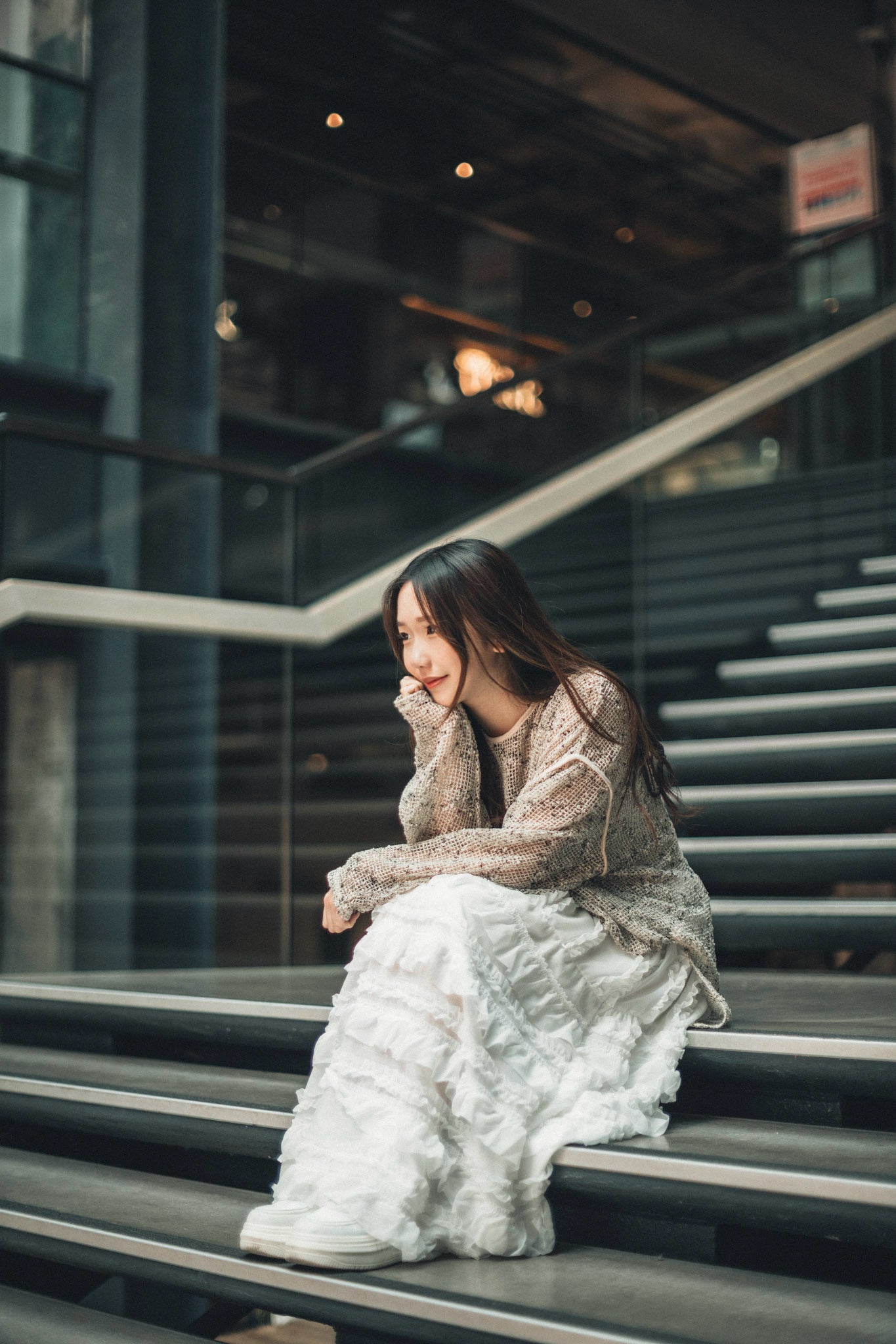 JP線粒點網格罩衫｜3色入