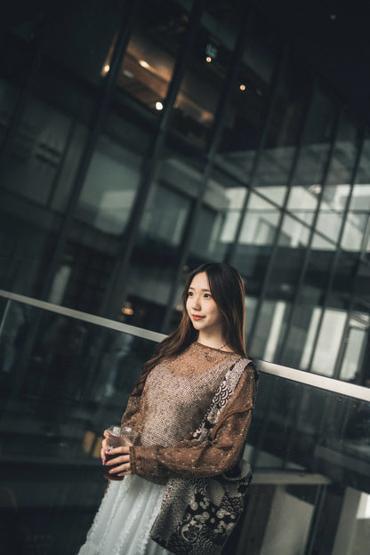 JP線粒點網格罩衫｜3色入