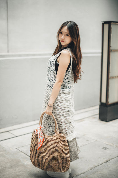 波希米亞▫️鈎織網格流蘇外搭layer｜1色入