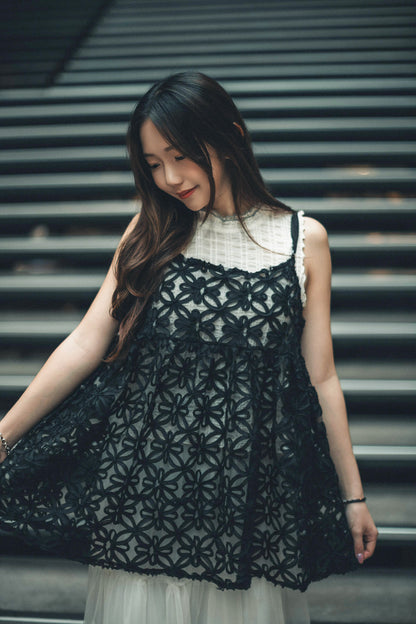 Double Ruffle拼色邊格紋內搭｜3色入