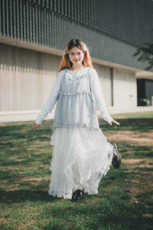 粒粒花 • 不規則紗紗裙｜2色入