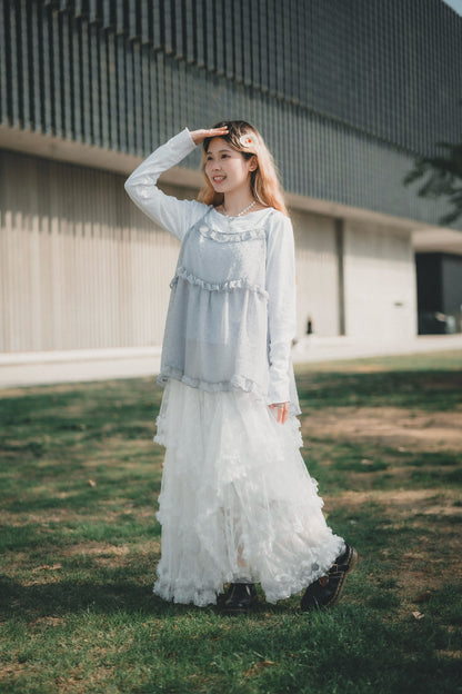 粒粒點花 ✿ 𝚛𝚞𝚏𝚏𝚕𝚎輕透背心layer｜3色入