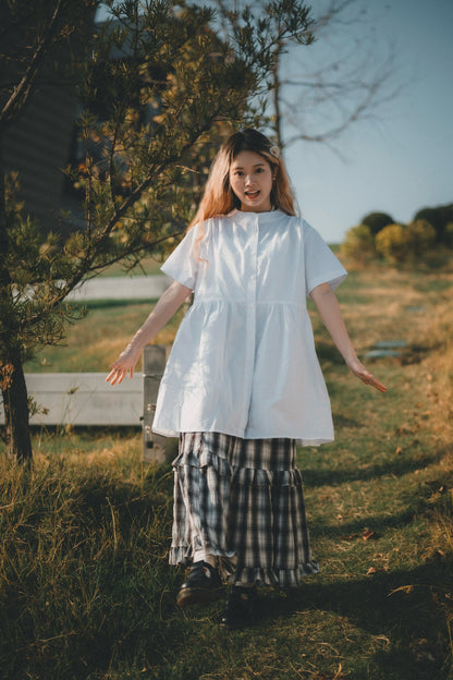 春日荷葉Ruffle格仔Dress｜2色入