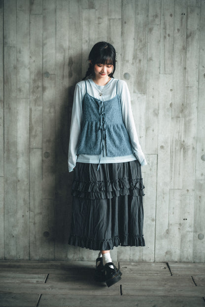 Bling Bling毛毛蝴蝶結綁帶背心｜6色入