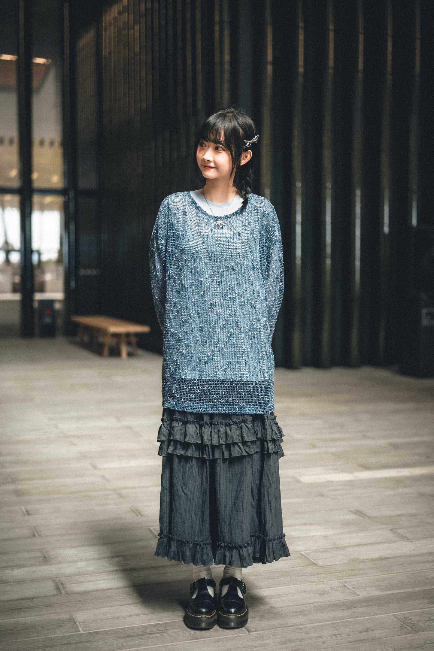 KR線粒點鏤空網格TEE｜3色入