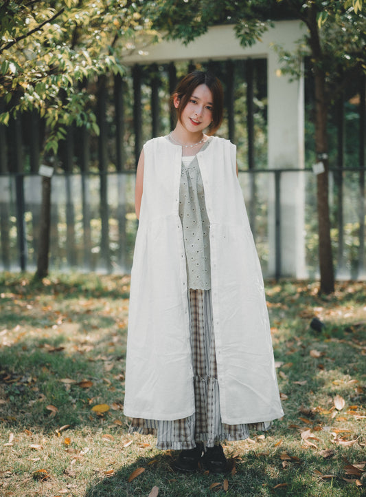 兩面 · 鈕扣 x 褶壓側綁帶ops｜3色入