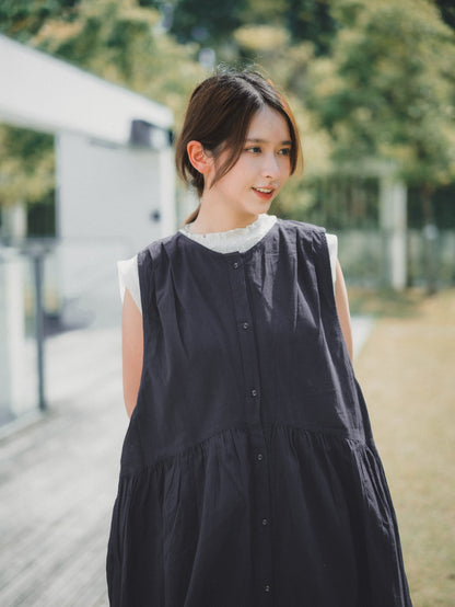 兩面 · 鈕扣 x 褶壓側綁帶ops｜3色入