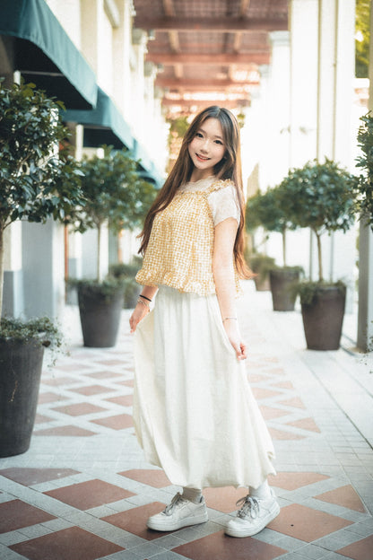 泡泡感索索料花苞裙｜3色入