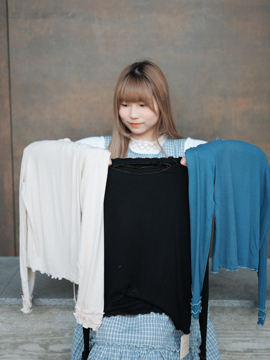 最新！棉花糖soft多色層層捲邊Top｜9色入