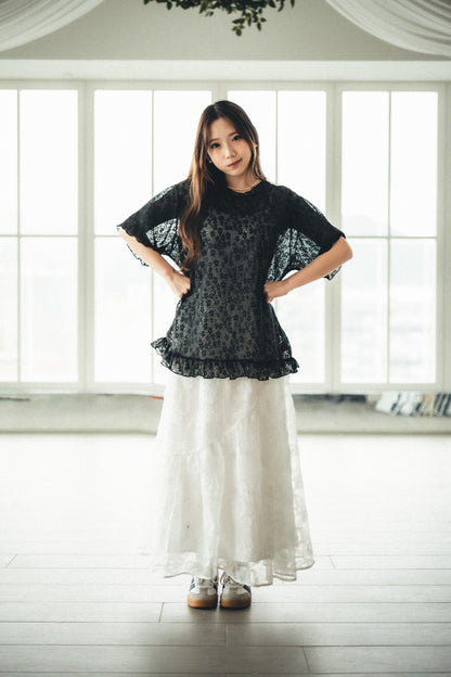 Fafa♪٩✿´ヮ`✿ 透膚oversized top｜2色入