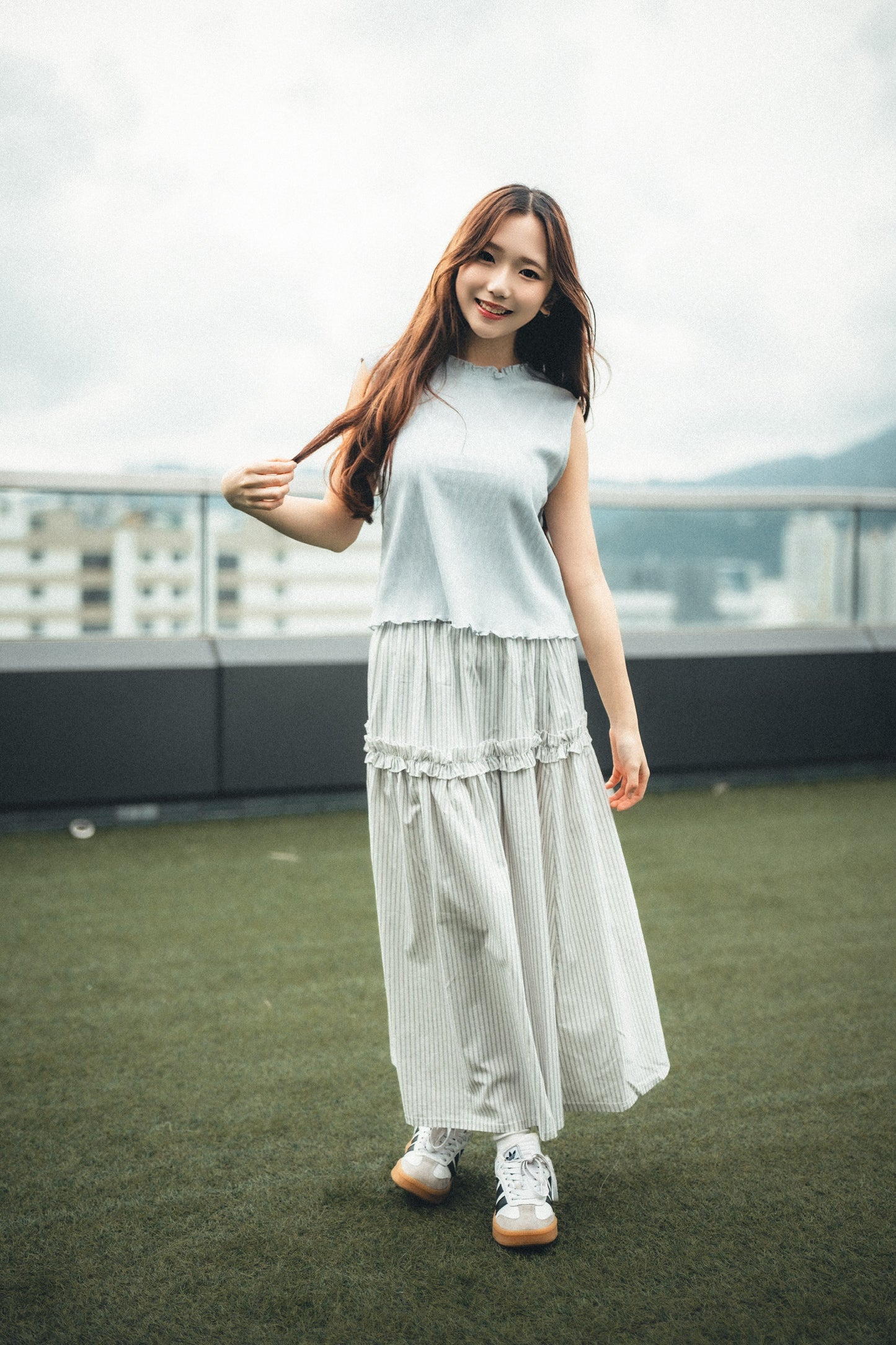 恤衫feel▫️小ruffle條子sk｜2色入