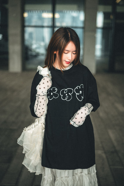 手繪🖍️三朵花寬鬆TEE｜4色入