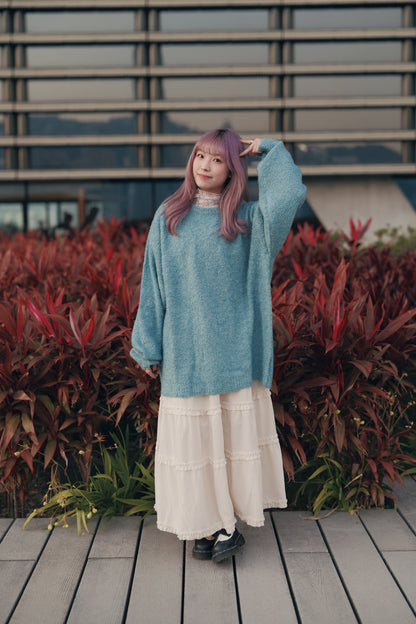 長袖ver. 高領透膚花花pattern top｜2色入